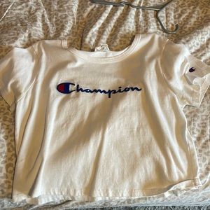 size large white champion crop top